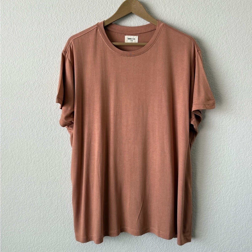 Ramble & Co Terracotta Short Sleeve Crewneck Lightweight Casual Basic Tee Shirt